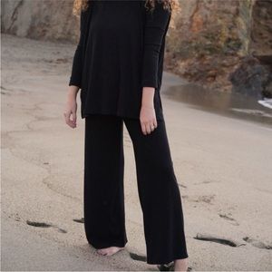 CJLA Black Ribbed Evelyn Long Sleeve Lounge Set